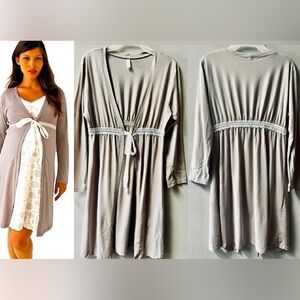 Belabumbum Queen Bee Grey/Pink Maternity Robe Size L/XL